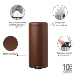Brabantia NewIcon Pedaalemmer 30 Liter - Mineral Cosy Brown 31 Brabantia NewIcon Pedaalemmer 30 Liter - Mineral Cosy Brown -Brabantia 10086981