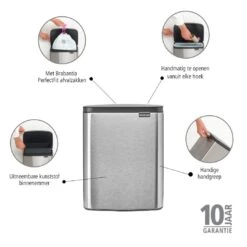 Brabantia Bo Afvalemmer 12 L - Matt Steel FPP -Brabantia 10126255