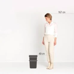 Brabantia Sort & Go Afvalemmer / Opberger 16 L - Donkergrijs -Brabantia 10231073