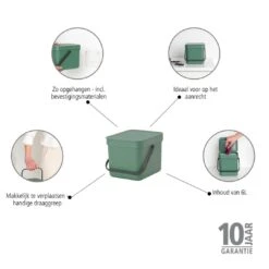 Brabantia Sort & Go Afvalemmer 6 L - Groen -Brabantia 10231202