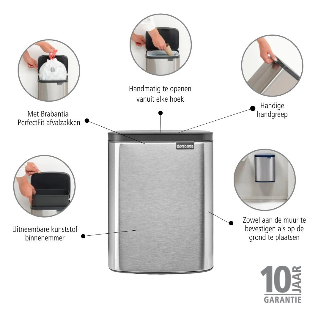 Brabantia Bo Afvalemmer 7 L - Matt Steel FPP 4 Brabantia Bo Afvalemmer 7 L - Matt Steel FPP - Afbeelding 2
