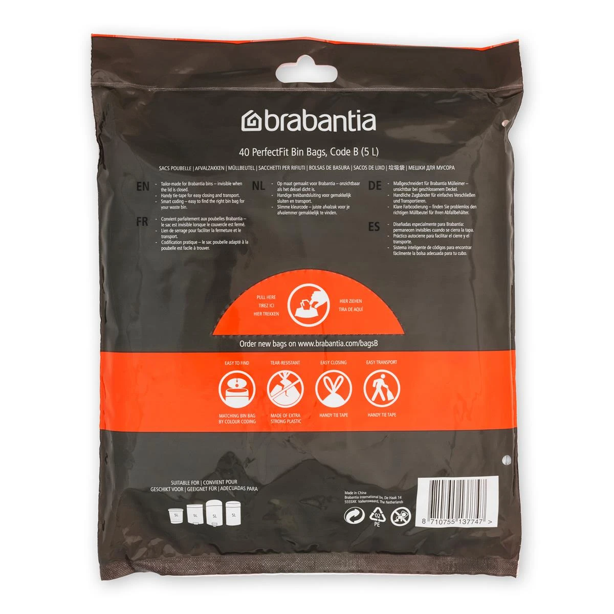 Brabantia PerfectFit Type B Afvalzakken 5 L - 40 Zakken 7 Brabantia PerfectFit Type B Afvalzakken 5 L - 40 Zakken - Afbeelding 5