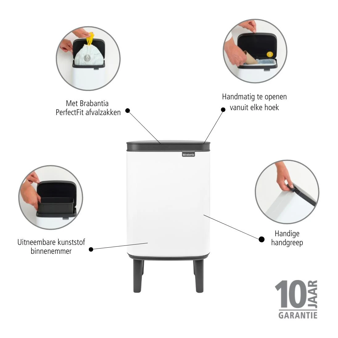 Brabantia Bo Hi Afvalemmer 4 L - White 16 Brabantia Bo Hi Afvalemmer 4 L - White - Afbeelding 14