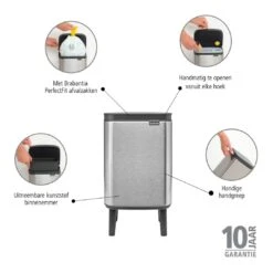 Brabantia Bo Hi Afvalemmer 4 L - Matt Steel FPP -Brabantia 10713284