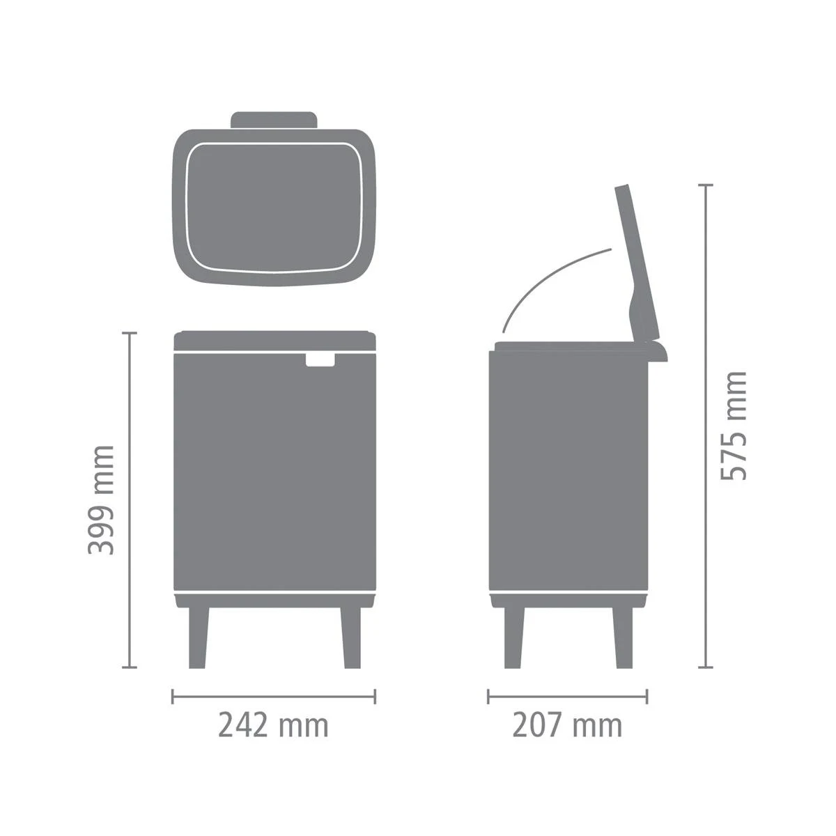 Brabantia Bo Hi Afvalemmer 7 L - Matt Black 19 Brabantia Bo Hi Afvalemmer 7 L - Matt Black - Afbeelding 17