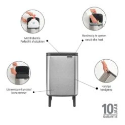 Brabantia Bo Hi Afvalemmer 7 L - Matt Steel FPP -Brabantia 10713315