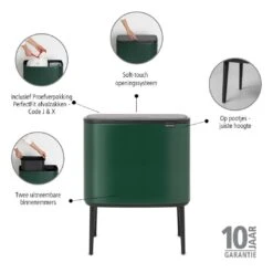 Brabantia Bo Touch Bin Afvalemmer 11 + 23 L - Pine Green -Brabantia 10776958