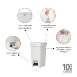 Brabantia StepUp Pedaalemmer - 10 L - Light Grey -Brabantia 11085601