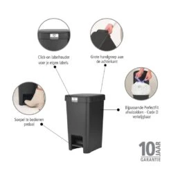 Brabantia StepUp Pedaalemmer - 16 L - Dark Grey -Brabantia 11085628