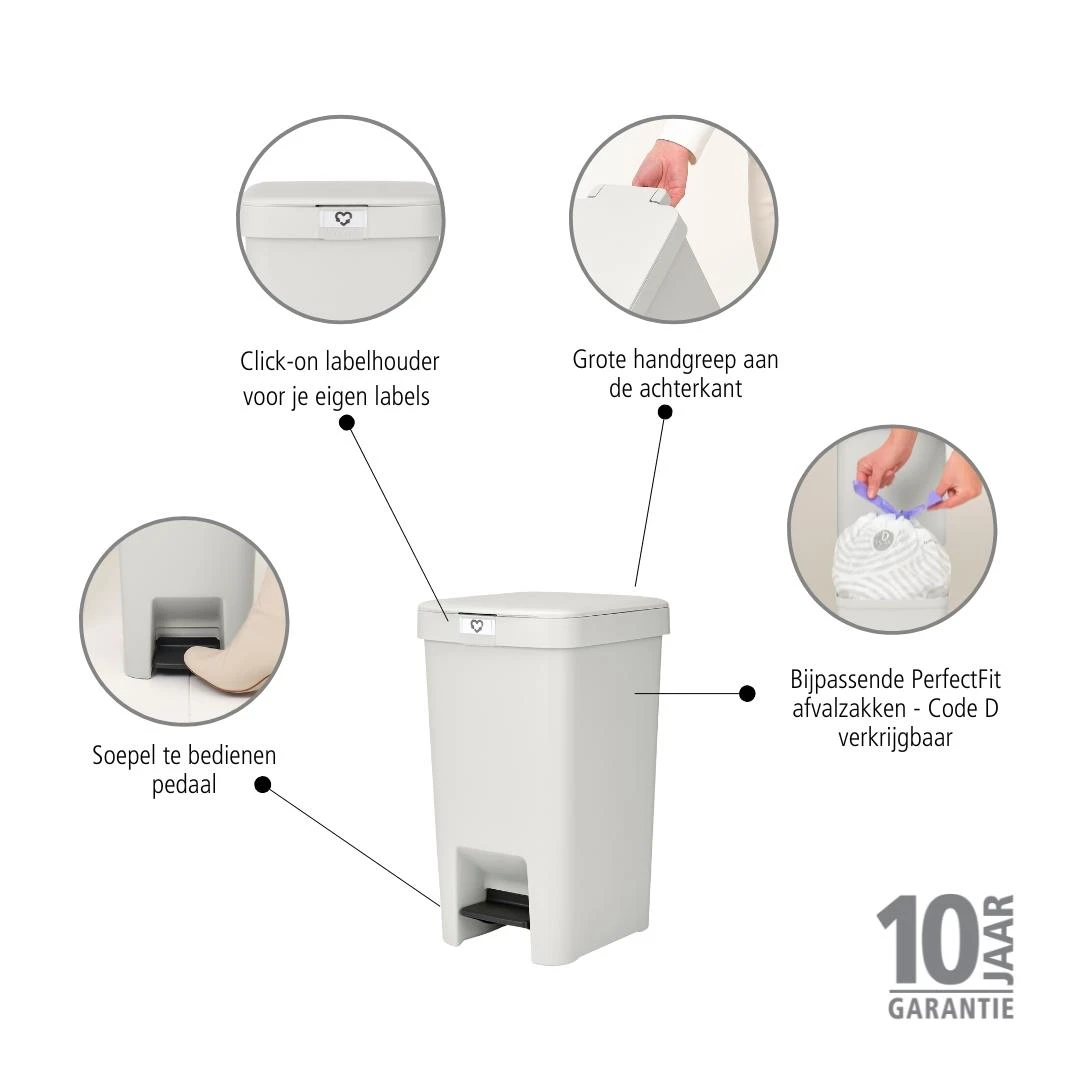 Brabantia StepUp Pedaalemmer - 16 L - Light Grey 14 Brabantia StepUp Pedaalemmer - 16 L - Light Grey - Afbeelding 12