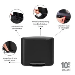 Brabantia Bo Pedaalemmer 3 X 11 L - Zwart -Brabantia 11130464