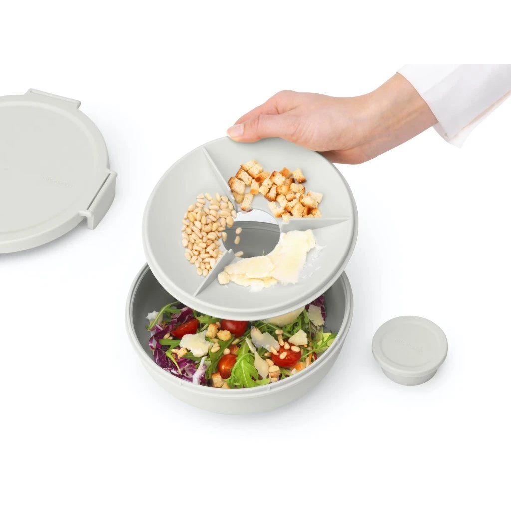 Brabantia Make & Take Salade Lunchkom 1.3L Lichtgrijs 4 Brabantia Make & Take Salade Lunchkom 1.3L Lichtgrijs - Afbeelding 2