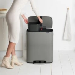 Brabantia Bo Pedaalemmer 2 X 30 L - Mineral Concrete Grey -Brabantia 9462629