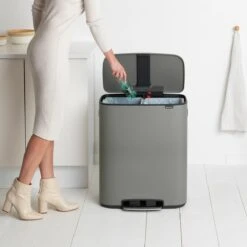 Brabantia Bo Pedaalemmer 2 X 30 L - Mineral Concrete Grey -Brabantia 9462637