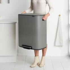 Brabantia Bo Pedaalemmer 2 X 30 L - Mineral Concrete Grey -Brabantia 9462662