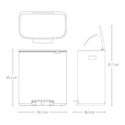 Brabantia Bo Pedaalemmer 2 X 30 L - Mineral Concrete Grey -Brabantia 9462674