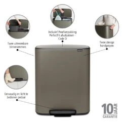 Brabantia Bo Pedaalemmer 2 X 30 L - Platinum -Brabantia 9462748