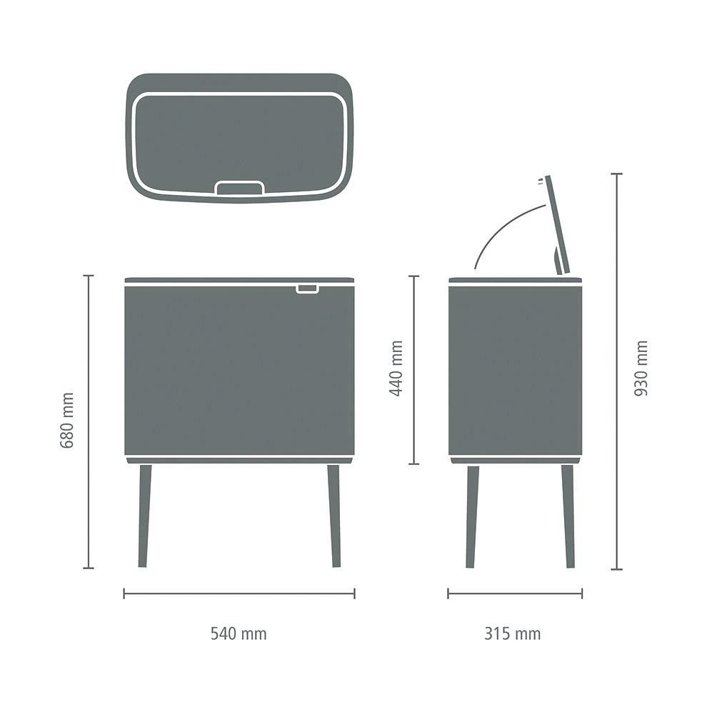 Brabantia Bo Touch Bin Afvalemmer 3 X 11 L - Zwart 6 Brabantia Bo Touch Bin Afvalemmer 3 X 11 L - Zwart - Afbeelding 4