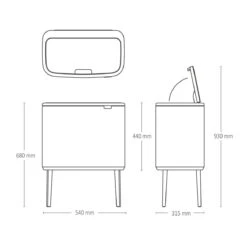 Brabantia Bo Touch Bin Afvalemmer 11 + 23 L - Mineral Concrete Grey 24 Brabantia Bo Touch Bin Afvalemmer 11 + 23 L - Mineral Concrete Grey -Brabantia 9463792