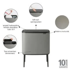 Brabantia Bo Touch Bin Afvalemmer 11 + 23 L - Mineral Concrete Grey 39 Brabantia Bo Touch Bin Afvalemmer 11 + 23 L - Mineral Concrete Grey -Brabantia 9463836