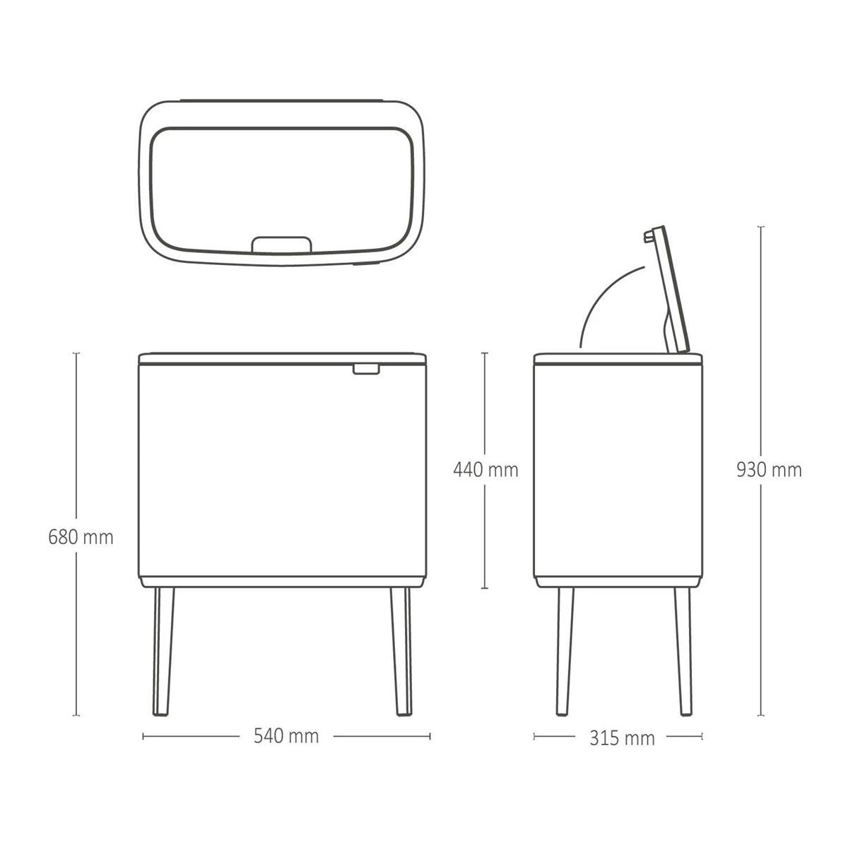 Brabantia Bo Touch Bin Afvalemmer 11 + 23 L - Metallic Gold 6 Brabantia Bo Touch Bin Afvalemmer 11 + 23 L - Metallic Gold - Afbeelding 4