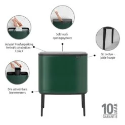 Brabantia Bo Touch Bin Afvalemmer 3 X 11 L - Pine Green -Brabantia 9464297