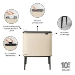 Brabantia Bo Touch Bin Afvalemmer 3 X 11 L - Soft Beige 21 Brabantia Bo Touch Bin Afvalemmer 3 X 11 L - Soft Beige -Brabantia 9464303