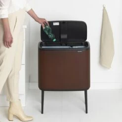 Brabantia Bo Touch Bin Afvalemmer 11 + 23 L - Mineral Cosy Brown -Brabantia 9464318