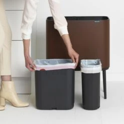 Brabantia Bo Touch Bin Afvalemmer 11 + 23 L - Mineral Cosy Brown -Brabantia 9464324