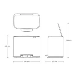 Brabantia Bo Pedaalemmer 3 X 11 L - Wit -Brabantia 9470937