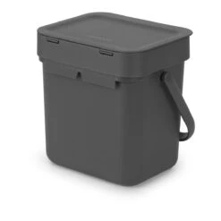 Brabantia Sort & Go Afvalemmer 3 L - Donkergrijs -Brabantia 9472931
