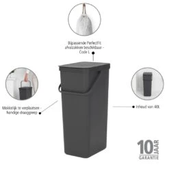 Brabantia Sort & Go Afvalemmer 40 L - Donkergrijs 39 Brabantia Sort & Go Afvalemmer 40 L - Donkergrijs -Brabantia 9473007