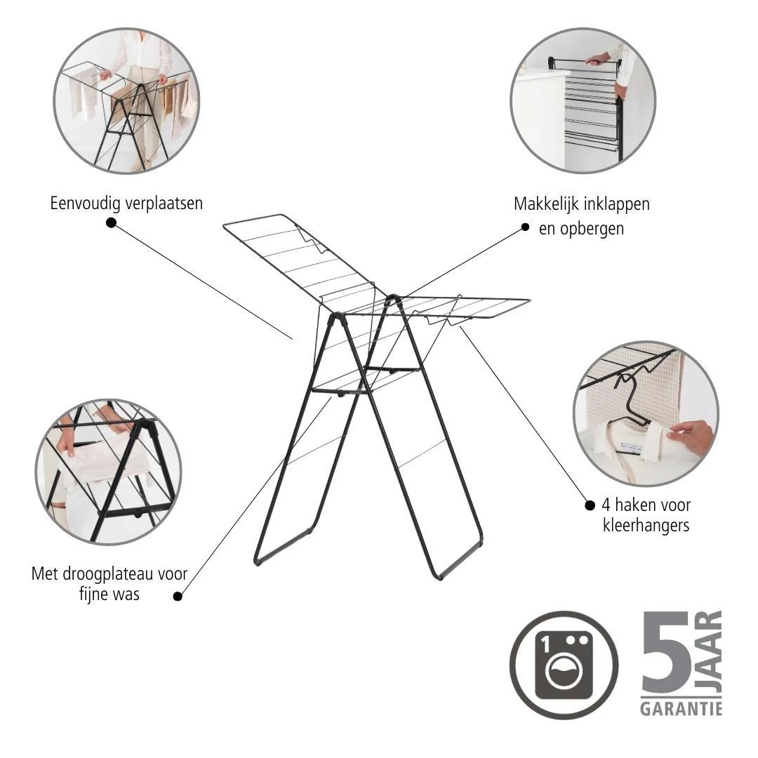 Brabantia HangOn Droogrek 15 Meter - Matt Black 19 Brabantia HangOn Droogrek 15 Meter - Matt Black - Afbeelding 17