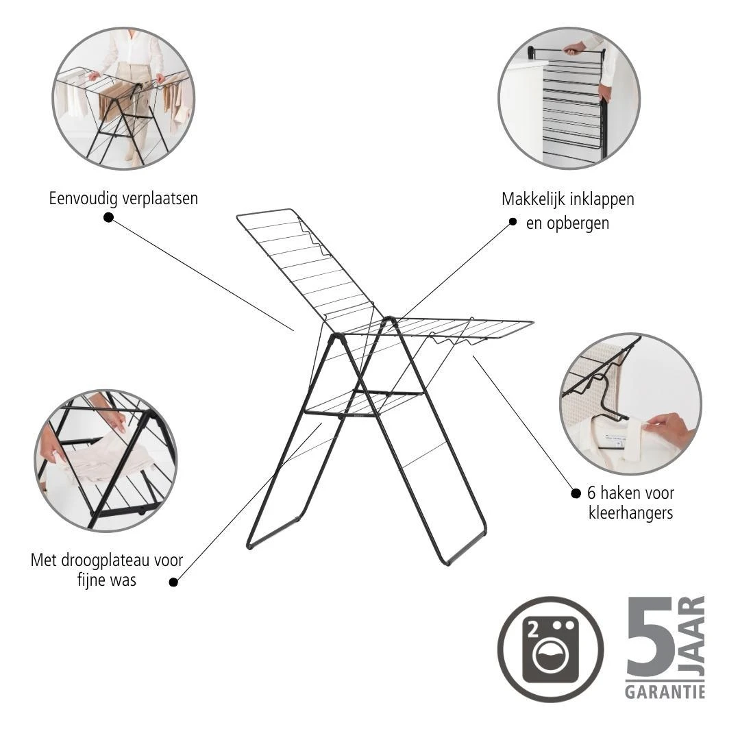 Brabantia HangOn Droogrek 20 Meter - Matt Black 19 Brabantia HangOn Droogrek 20 Meter - Matt Black - Afbeelding 17