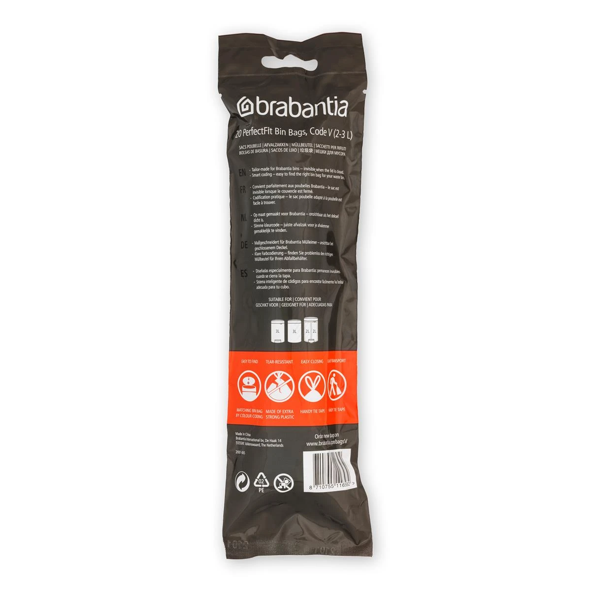 Brabantia Type V PerfectFit Jaarverpakking Afvalzak 2-3 Liter - 200 Stuks 10 Brabantia Type V PerfectFit Jaarverpakking Afvalzak 2-3 Liter - 200 Stuks - Afbeelding 8