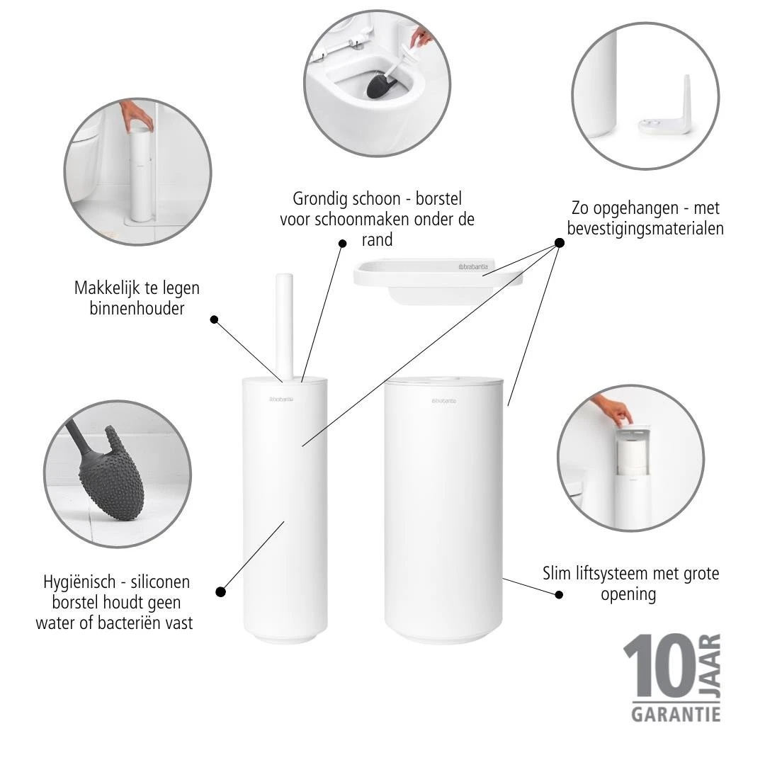 Brabantia MindSet Toiletaccessoires - Set Van 3 - Wit 8 Brabantia MindSet Toiletaccessoires - Set Van 3 - Wit - Afbeelding 6