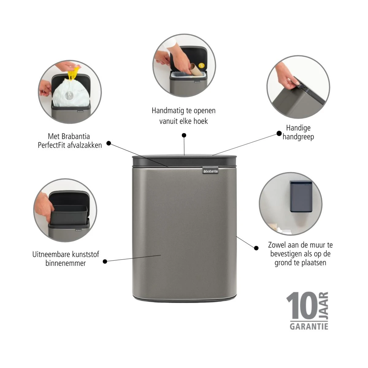 Brabantia Bo Afvalemmer 4 L - Platinum 5 Brabantia Bo Afvalemmer 4 L - Platinum - Afbeelding 3