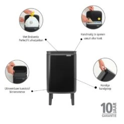 Brabantia Bo Hi Afvalemmer 4 L - Matt Black -Brabantia 9484025