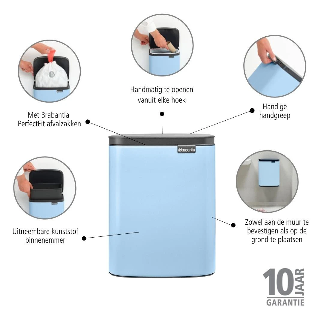 Brabantia Bo Afvalemmer 7 L - Dreamy Blue 10 Brabantia Bo Afvalemmer 7 L - Dreamy Blue - Afbeelding 8