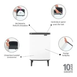 Brabantia Bo Hi Afvalemmer 12 L - White -Brabantia 9484061
