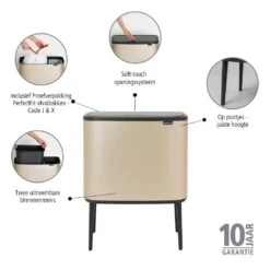 Brabantia Bo Touch Bin Afvalemmer 11 + 23 L - Metallic Gold 33 Brabantia Bo Touch Bin Afvalemmer 11 + 23 L - Metallic Gold -Brabantia 9488894