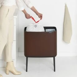Brabantia Bo Touch Bin Afvalemmer 11 + 23 L - Mineral Cosy Brown -Brabantia 9489128