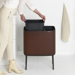 Brabantia Bo Touch Bin Afvalemmer 11 + 23 L - Mineral Cosy Brown -Brabantia 9489129