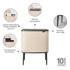 Brabantia Bo Touch Bin Afvalemmer 11 + 23 L - Soft Beige 21 Brabantia Bo Touch Bin Afvalemmer 11 + 23 L - Soft Beige -Brabantia 9489132