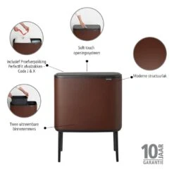Brabantia Bo Touch Bin Afvalemmer 11 + 23 L - Mineral Cosy Brown -Brabantia 9489134