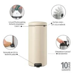 Brabantia NewIcon Pedaalemmer 30 Liter - Soft Beige -Brabantia 9497128