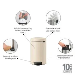 Brabantia NewIcon Pedaalemmer 12 Liter - Soft Beige 19 Brabantia NewIcon Pedaalemmer 12 Liter - Soft Beige -Brabantia 9497136