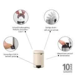 Brabantia NewIcon Pedaalemmer 3 Liter - Soft Beige 19 Brabantia NewIcon Pedaalemmer 3 Liter - Soft Beige -Brabantia 9497142