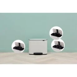 Brabantia Bo Pedaalemmer 3 X 11 L - Wit -Brabantia 9497700